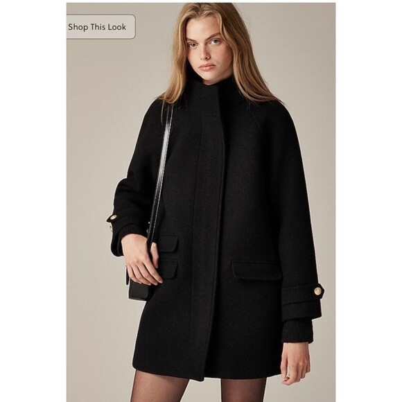 J.CREW Toscana Coat Italian Stadium Cloth Wool Blend 6 Black NEW Jacket CE180 - Picture 2 of 14